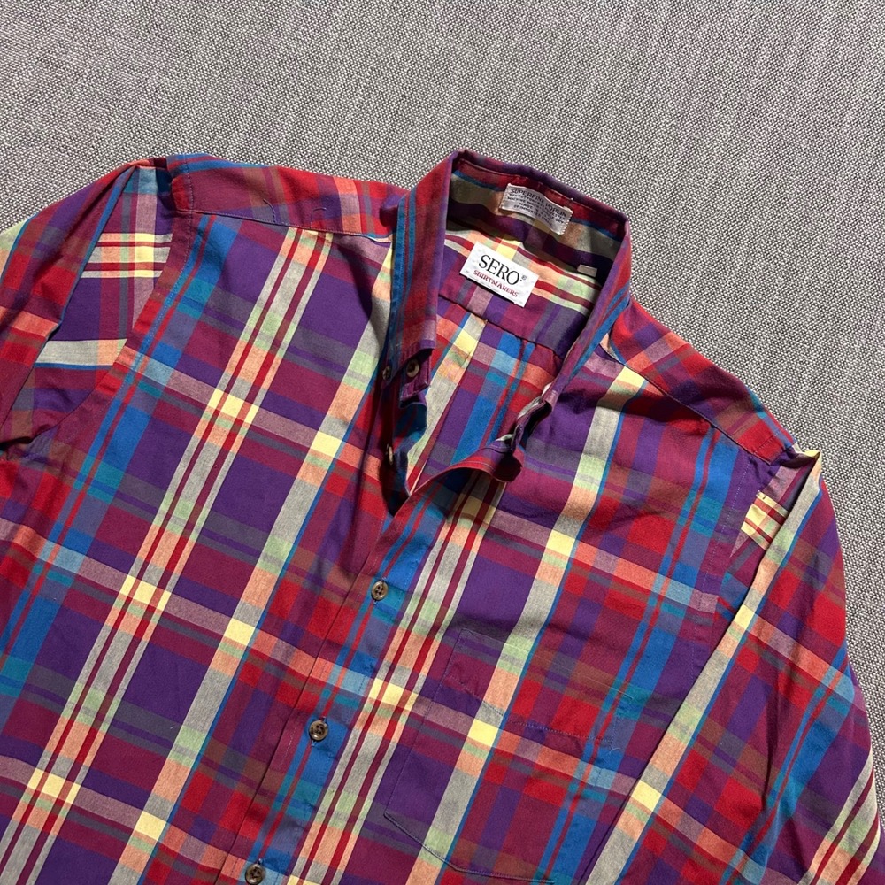 Sero Shirtmakers Button Down Shirt Mens M Multi Plaid Superfine Poplin USA Made